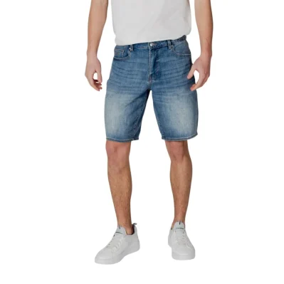 Blue Polyester Bermuda
