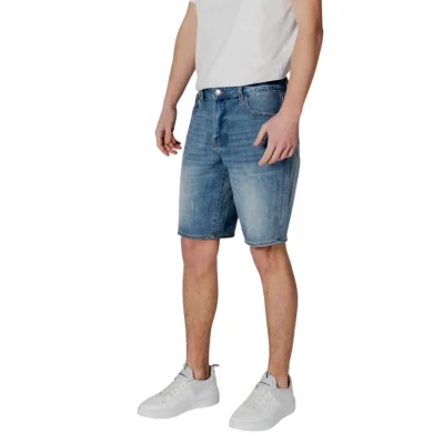 Blue Polyester Bermuda