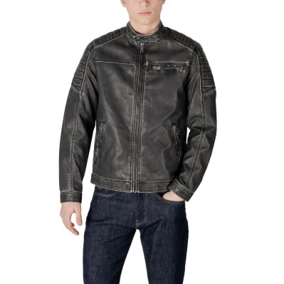 Black Polyester Jackets & Coat