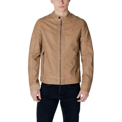 Beige Polyester Jackets & Coat