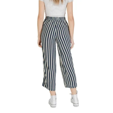Blue Viscose Cropped Pant