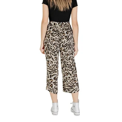 Beige Viscose Cropped Pant