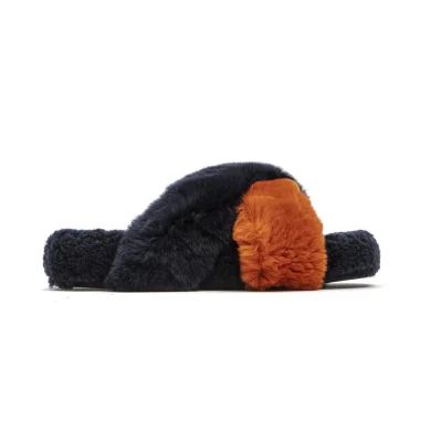 Blue Rabbit Fur Sandal