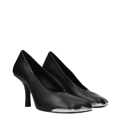 Black Leather High Heel Pumps