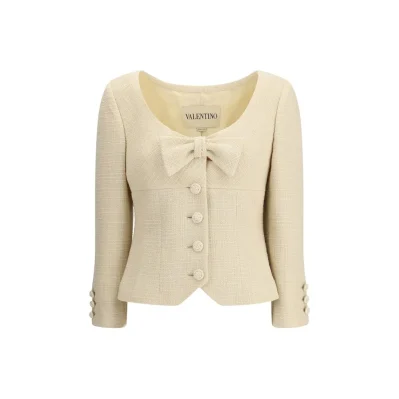 Short Jacket in Plain Wool Tweed