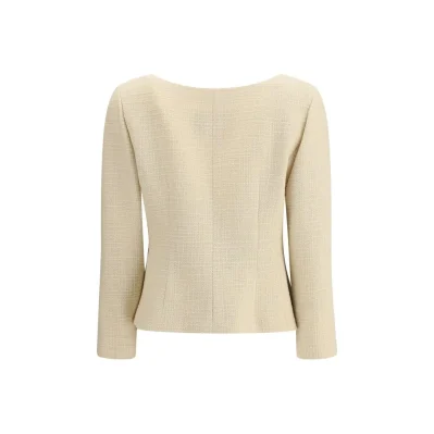 Short Jacket in Plain Wool Tweed