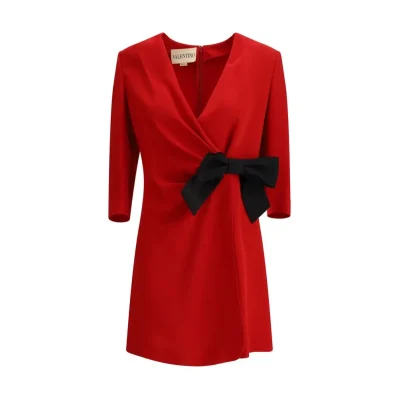 Short Silk Dress with Bow