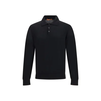 Knitted Long Sleeved Polo Shirt