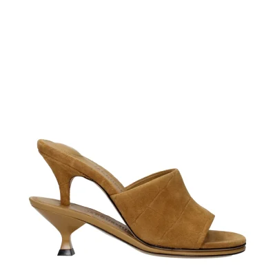 Brown Leather Stiletto Heels Sandals