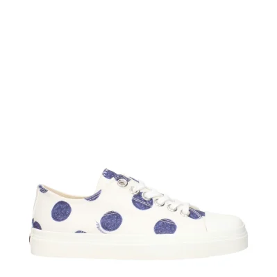 White Fabric Low Tops