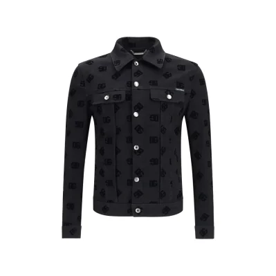 Jacquard-Logo Denim Jacket