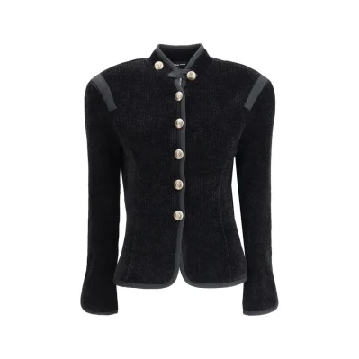 Silk Blazer with decorative metal shank buttons