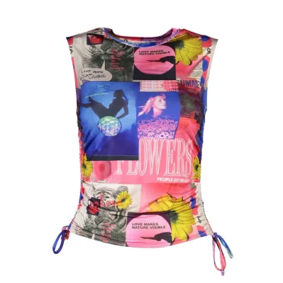 Blue Elastane Women Top