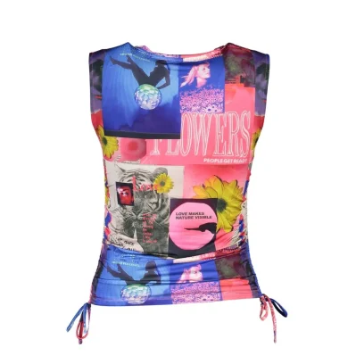Blue Elastane Women Top