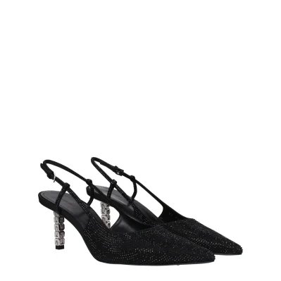 Black Fabric High Heel Pumps