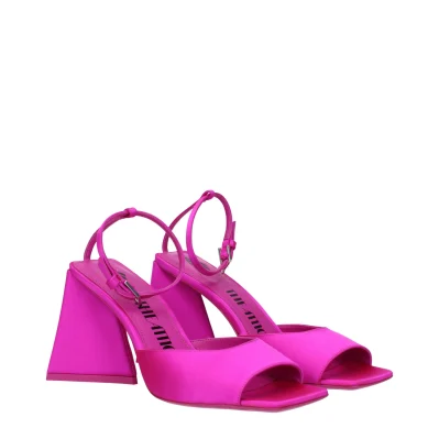 Pink Satin Stiletto Heels Sandals