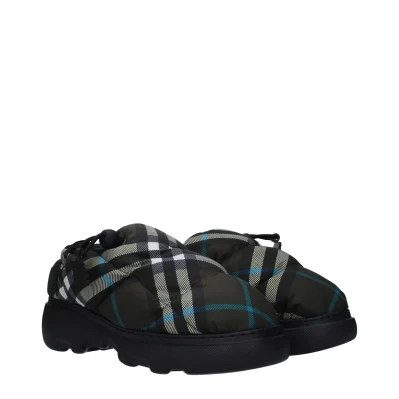 Green Fabric Slip-On Loafers