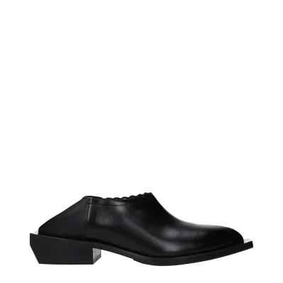 Black Leather Mules