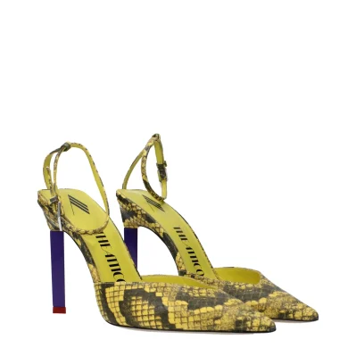 Yellow Leather High Heel Pumps