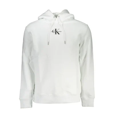 White Cotton Men's Sweater with Hood