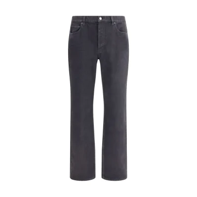 Black Cotton Straight-Leg Jeans