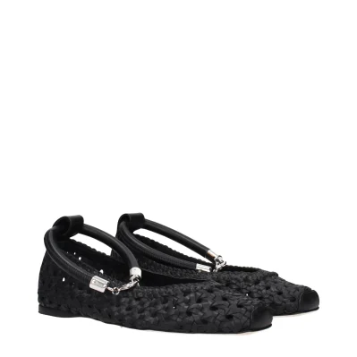 Black Leather Ballet Flats