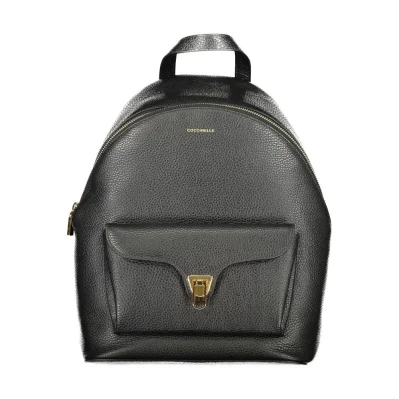 Black Leather Women Backpack