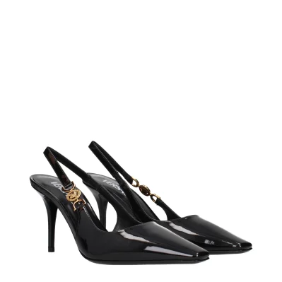 Black Leather High Heel Pumps