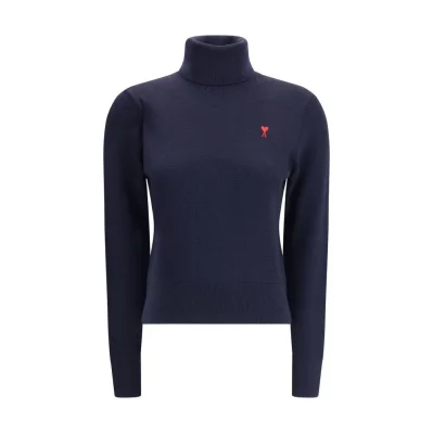 Blue Merino Wool Turtleneck