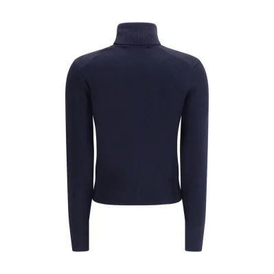 Blue Merino Wool Turtleneck