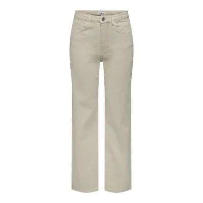 Beige Cotton Relaxed Fit Jeans