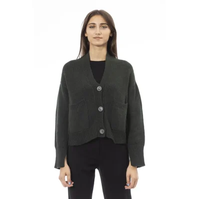 Gray Merino Wool Women Cardigan