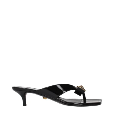 Black Leather Stiletto Heels Sandals