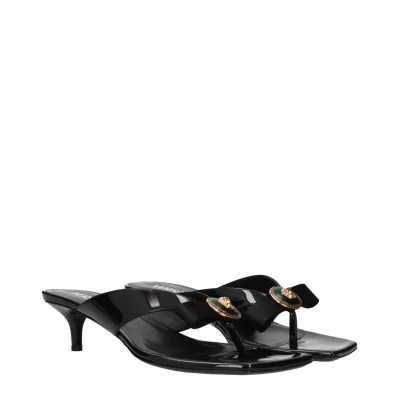 Black Leather Stiletto Heels Sandals