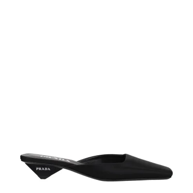 Black Satin Flat Sandals