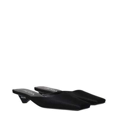 Black Satin Flat Sandals