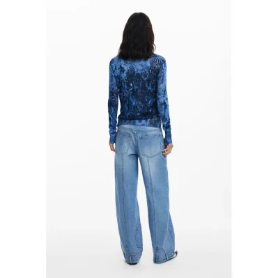 Blue Viscose Women Sweater