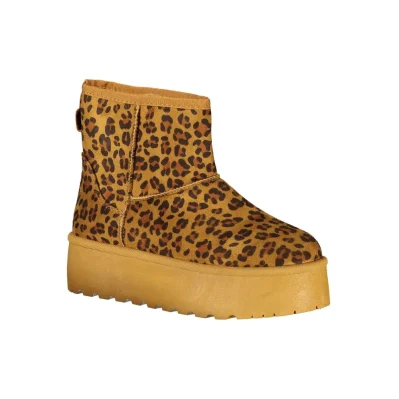 Brown Polyester Women Boot