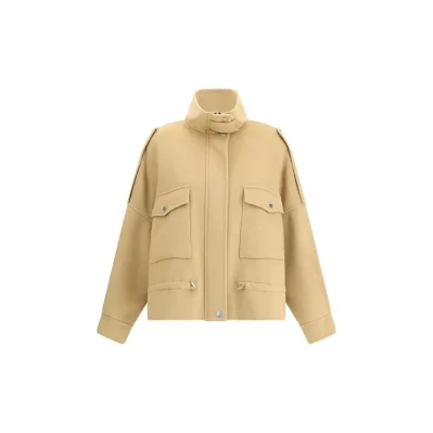 Double Wool-blend fabric Caban with high collar