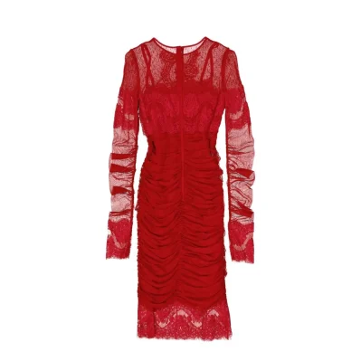 Lace Rouches Dress