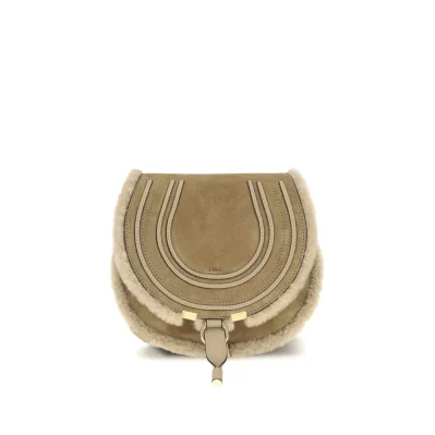 Small Saddle Marcie Shoulder Bag in suede and shearling