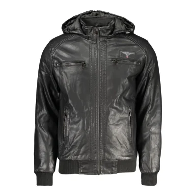 Black Polyester Jackets & Coat