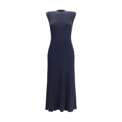 Ribbed Cashmere Silk Sleeveless Long Dress