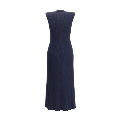 Ribbed Cashmere Silk Sleeveless Long Dress