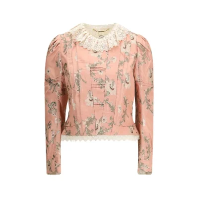 Fitted Jacket in jacquard taffeta and lace