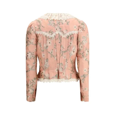 Fitted Jacket in jacquard taffeta and lace