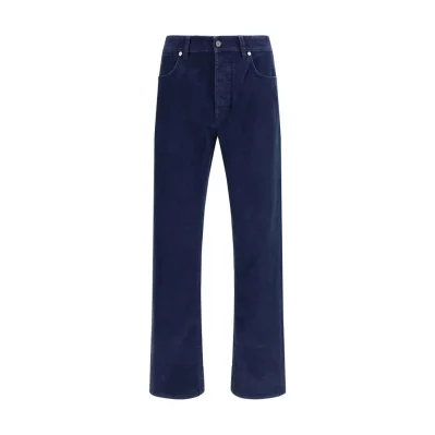 Blue Cotton Straight-Leg Jeans