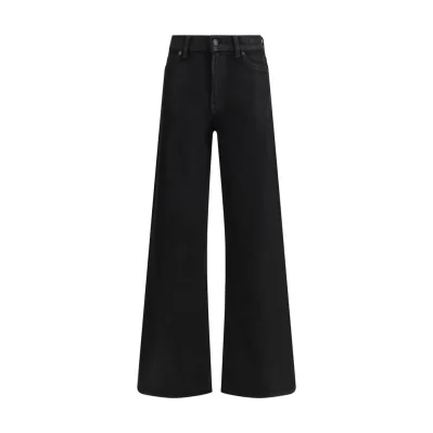 Black Cotton Flared Jeans