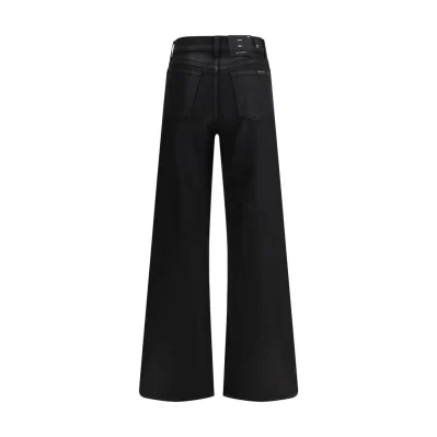 Black Cotton Flared Jeans