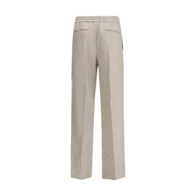 Gray Linen Casual Pants